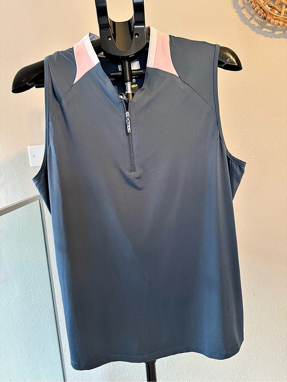 Greg Norman Gray Quarter-Zip Tank Top